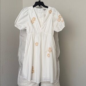 Madewell White Dress with Floral Detail